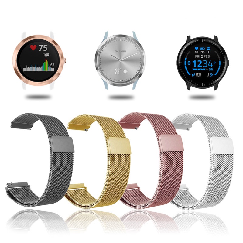 GARMIN Dây Đeo Bằng Kim Loại 18mm 20mm 22mm Cho Đồng Hồ Thông Minh Samsung Vivoactive 3 4 4s Venu 2 2s SQ Forerunner 645
