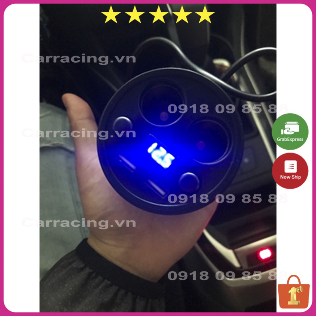 Tẩu Sạc Ô TÔ CARRACING Cốc chia sạc nhanh TRÒN chất lượng cao (2 tẩu tròn 2 USB) bảo hành 6 tháng - Đèn Led báo Vol | BigBuy360 - bigbuy360.vn