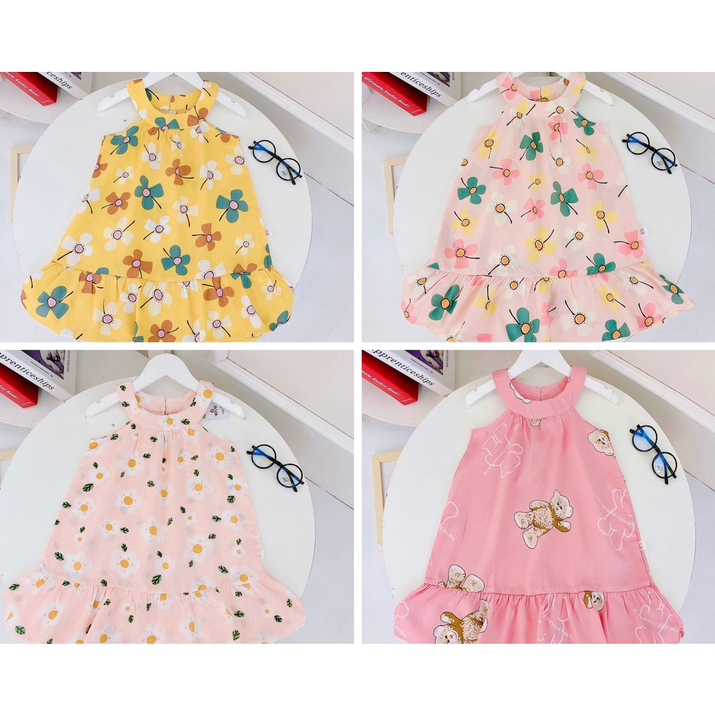 ✓11-23kg✓ Váy lanh lụa cổ yếm cho bé gái từ 13-23kg hàng Bb angel