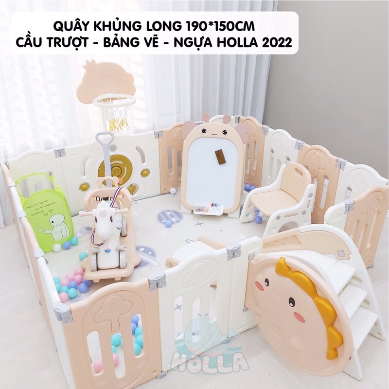 Quây Khủng Long Holla cho bé Cầu Trượt+Bảng Vẽ+Ngựa Holla 2022