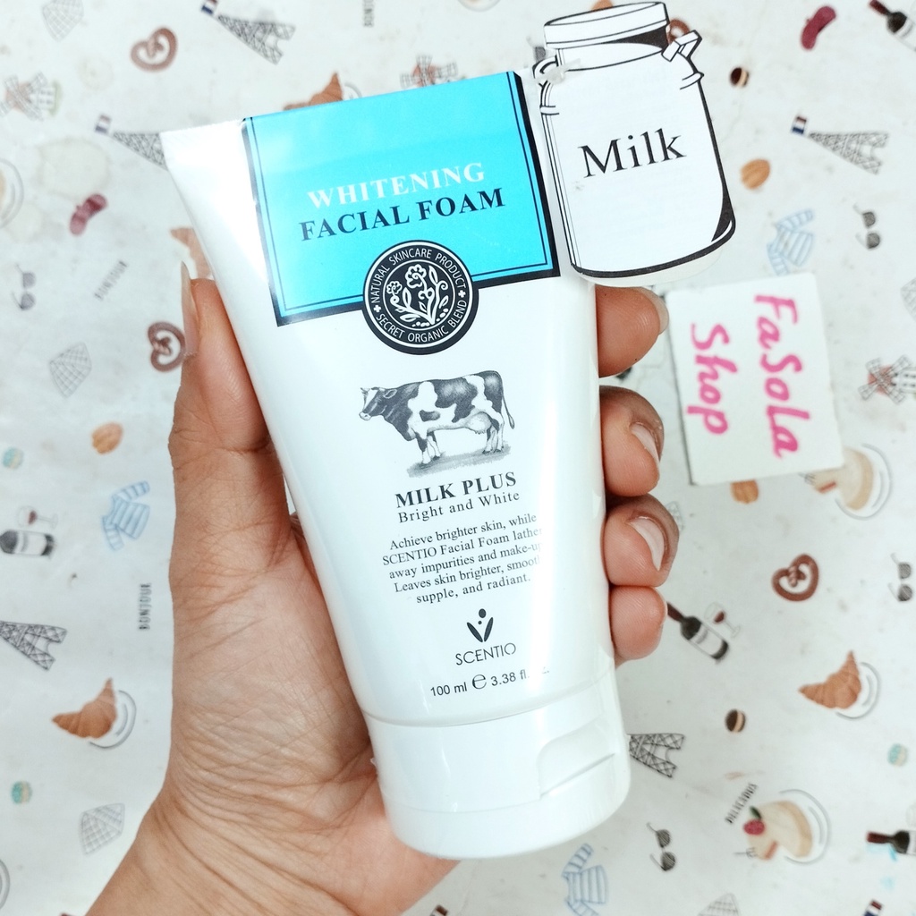 Sữa rửa mặt con bò MILK PLUS 100ml Thái Lan Scentio whitening facial foam trắng sáng da mụn Co-Enzyme Q10