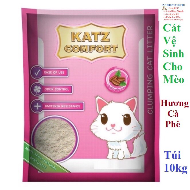 CÁT VỆ SINH CHO MÈO Katz Comfort Hương Cà Phê Túi 10L - Pet shop Uytinpro