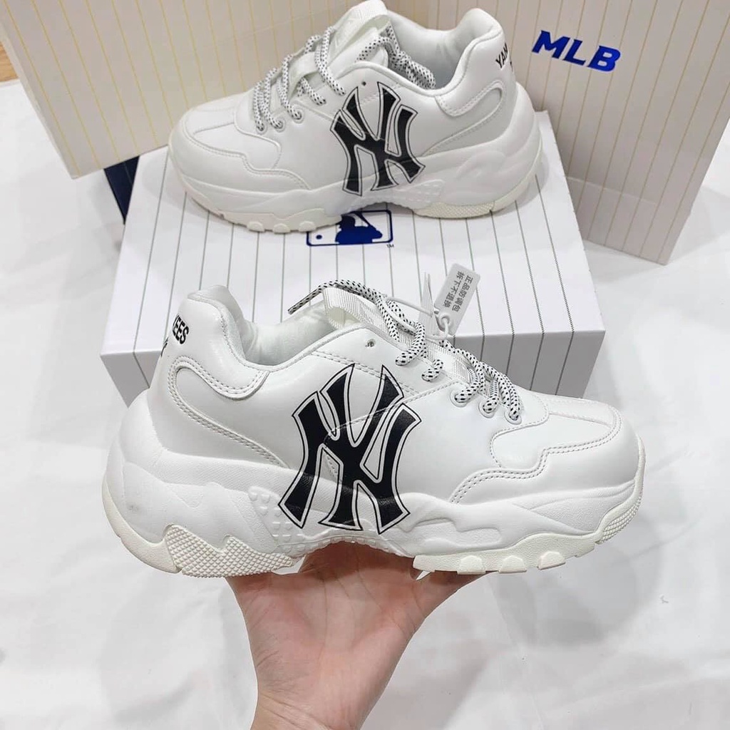 Giày MLB in NY độn đế tăng chiều cao nam nữ, Giày MLB LA bản cao cấp full box bill