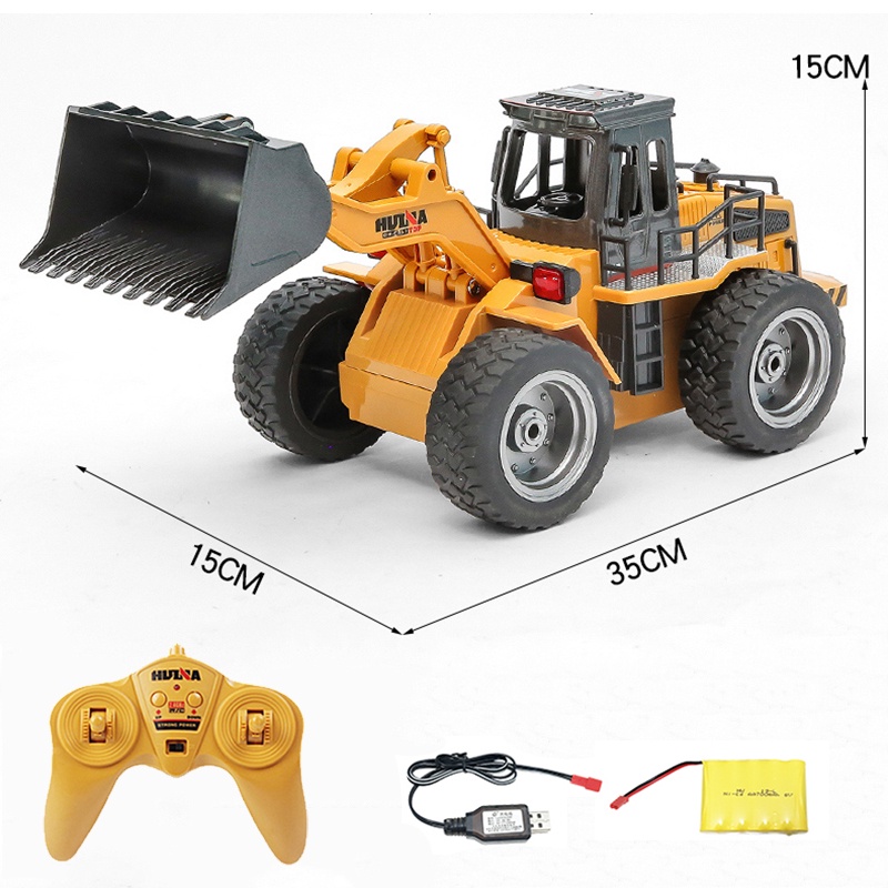 Xe ô tô xúc đất điều khiển từ xa, máy xúc lật xe công trình Huina 1520 huina520 4 bánh Huina1520 tay 6kênh 1/18