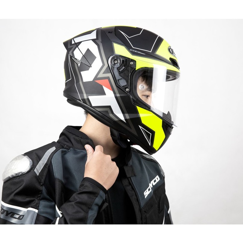 TẶNG KHÓA - Mũ Bảo Hiểm Fullface KYT TT Course Electron Matt Black/ Yellow - Cao cấp, hàng chính hãng bảo hành 12 tháng