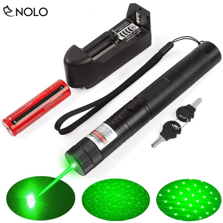 Đèn Pin Sạc Laser Ánh Sáng Xanh Bước Sóng 532nm Laser303 Phạm Vi Chiếu Xa 1500m Đến 2000m Có Nhiều Kiểu Chiếu Sáng