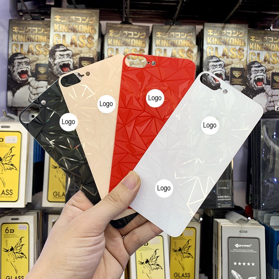 Kính cường lực mặt sau 3D 4D vân kim cương iphone XSMAX XS X 8PLUS 7PLUS 6PLUS 6S PLUS 7 8