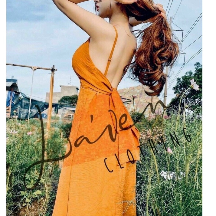 Đầm Maxi Đi biển, Hai Dây Hở Lưng, Cột Dây Nữ Tính Thời Trang Nữ STclothing