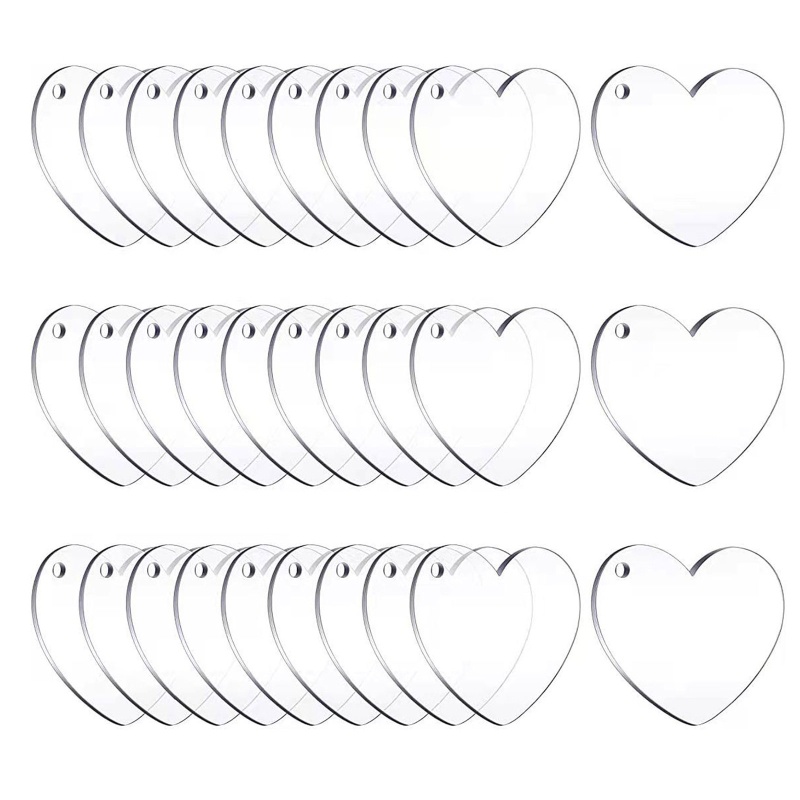Set 30 / 60 Đĩa Tròn Acrylic Trong Suốt Có Lỗ Dùng Để Làm Móc Khóa DIY