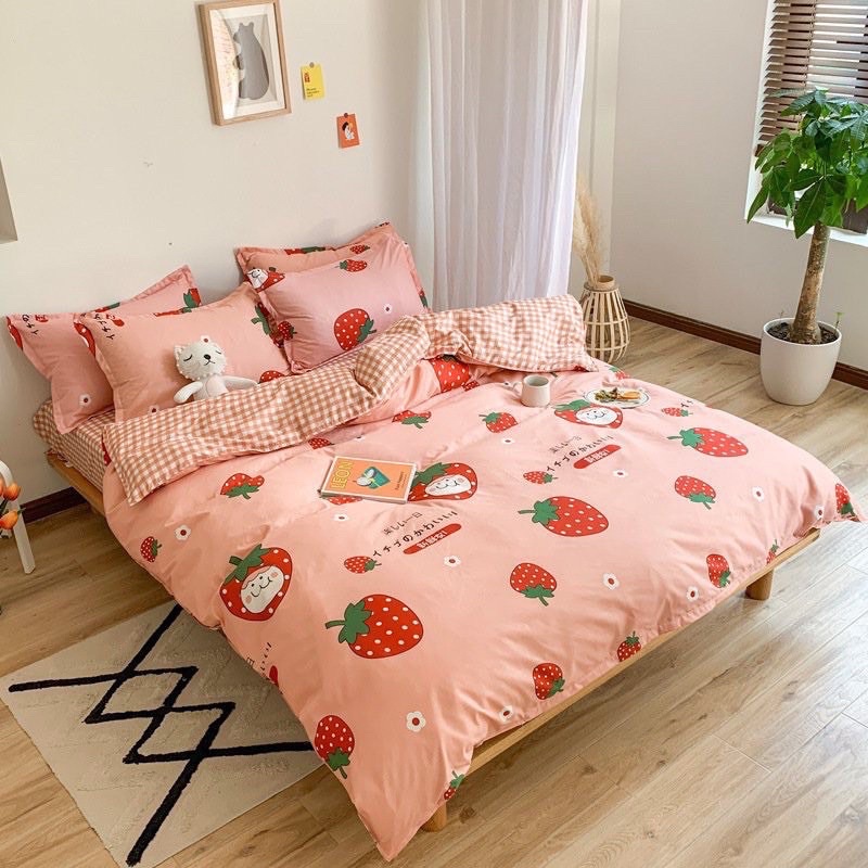 [BST3] Bộ chăn ga gối Cotton Poly EmmiBedding phong cách Hàn Quốc Drap giường cotton hot trend (không kèm ruột)
