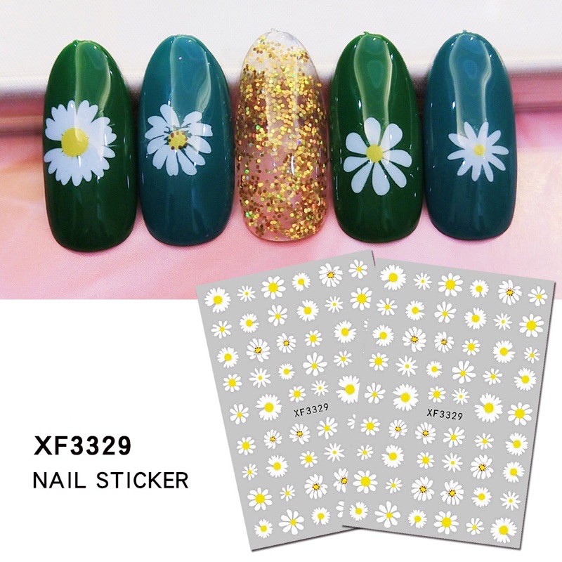 sticker dán móng tay hình hoa cúc XF3329