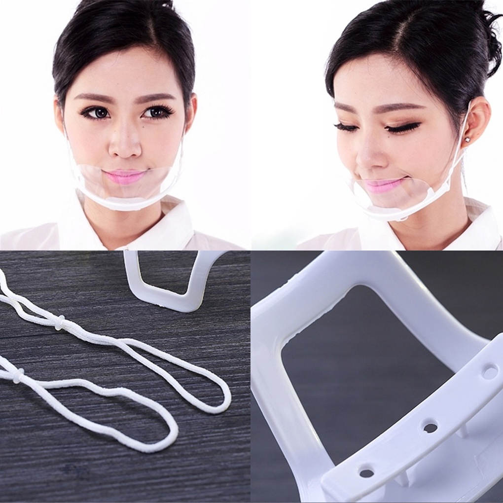 10pcs Disposable Restaurant Servant Anti Fog Plastic Mouth Mask Transparent Shield Mask for Catering Food