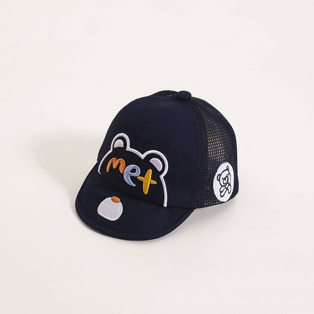 Mũ Lưỡi Trai Vành Mềm Phối Lưới Thoáng Khí Thêu Chữ Và Gấu 3D Dễ Thương Cho Bé