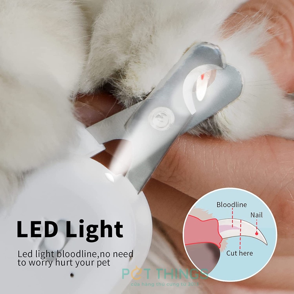 Kềm cắt móng chó mèo Pakeway tích hợp đèn LED + UV soi kí sinh trùng, kèm sạc