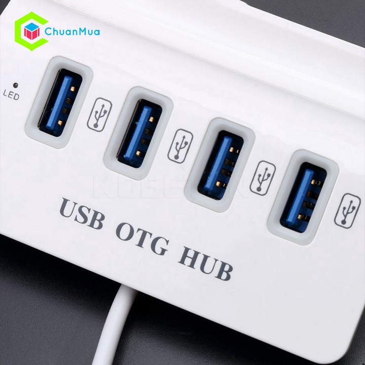 HUB Chia 4 cổng USB OTG Micro 3.0 480Mbps | USB Adapter Hub USB 2.0 Micro OTG Connectors PC Durable