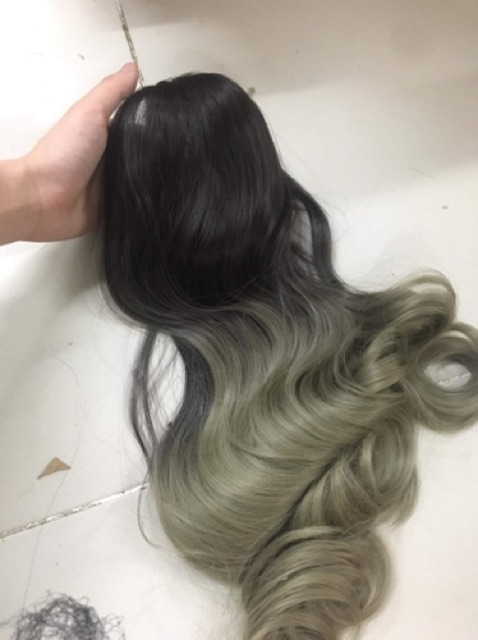 Ngoặm tóc giả❤️freeship 50k❤️ tóc giả ngoặm omber đen xanh cao cấp