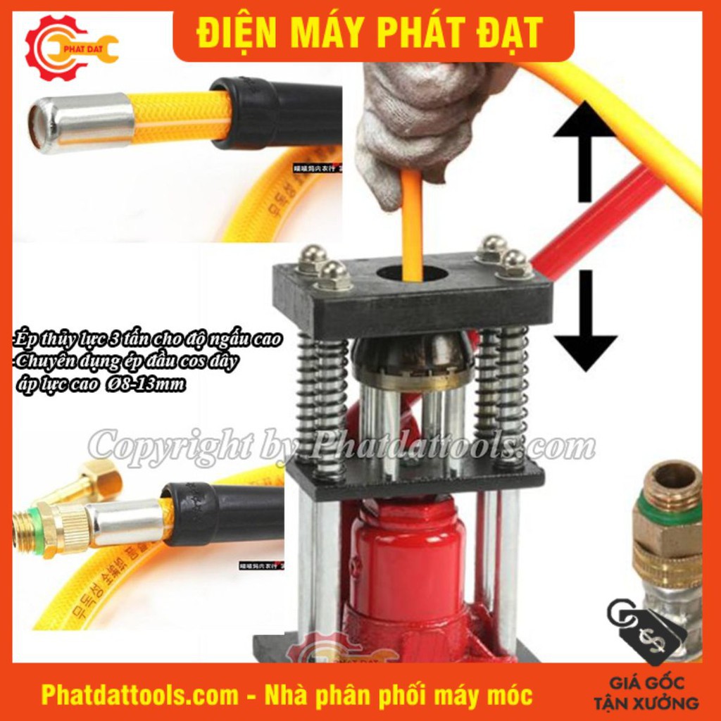 Máy ép đầu cos thủy lực ống dây cao áp 3 tấn-Ép dây rửa xe đầu rời,dây hơi,dây thủy lực