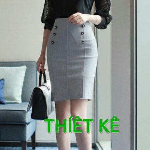 Chân váy bút chì cách điệu thiết kế phom chuẩn chất liệu vải nhập có độ co giản thanh lịch công sở MS01 | BigBuy360 - bigbuy360.vn