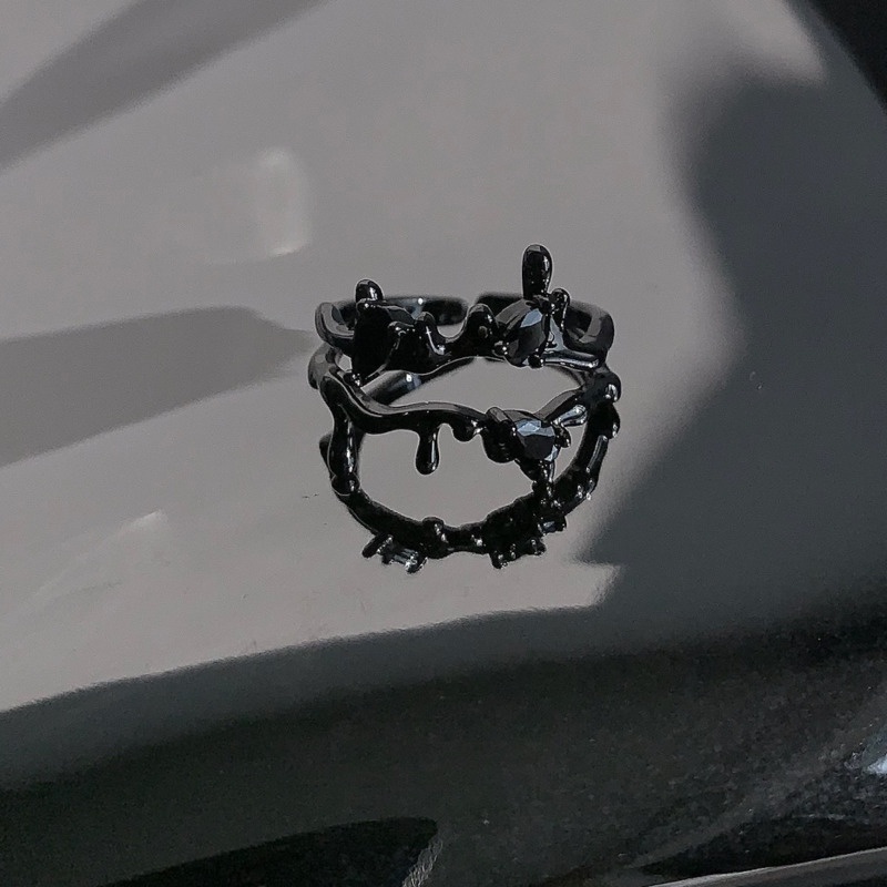 Nhẫn Hở Đính Đá Hình Gai Phong Cách punk Hiphop Cá Tính