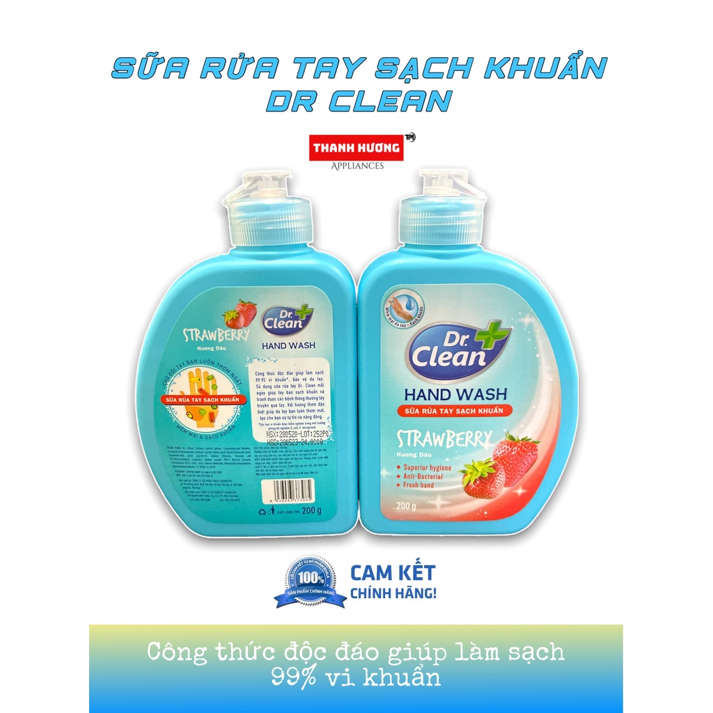 Sữa Rửa Tay Dr Clean Kháng Khuẩn - Hương Hoa Quả - Dung Tích 200ml