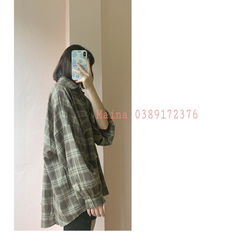 [ẢNH THẬT/ SẴN] Áo sơ mi kẻ basic tay bồng năng động trẻ trung ulzzang QC