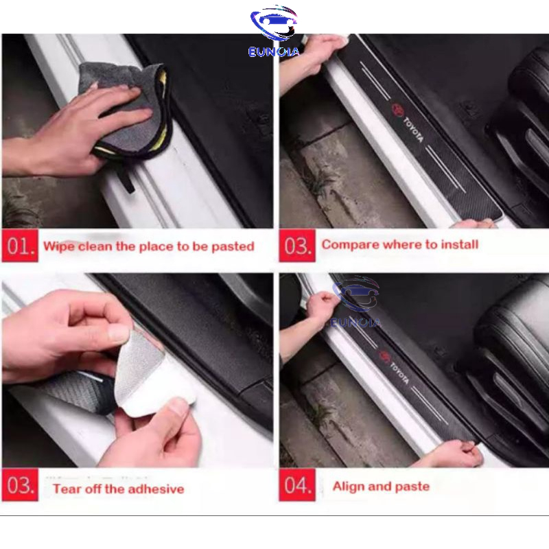 Set 9 Miếng Dán Vân Carbon Chống Trầy Bậc Cửa TOYOTA