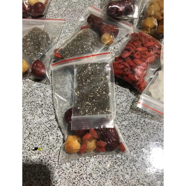 Gói Gia Vị Chưng Yến Gồm Táo Đỏ, Đường Phèn, Hạt Chia, Long Nhãn, Nấm Đông Trùng Hạ Thảo