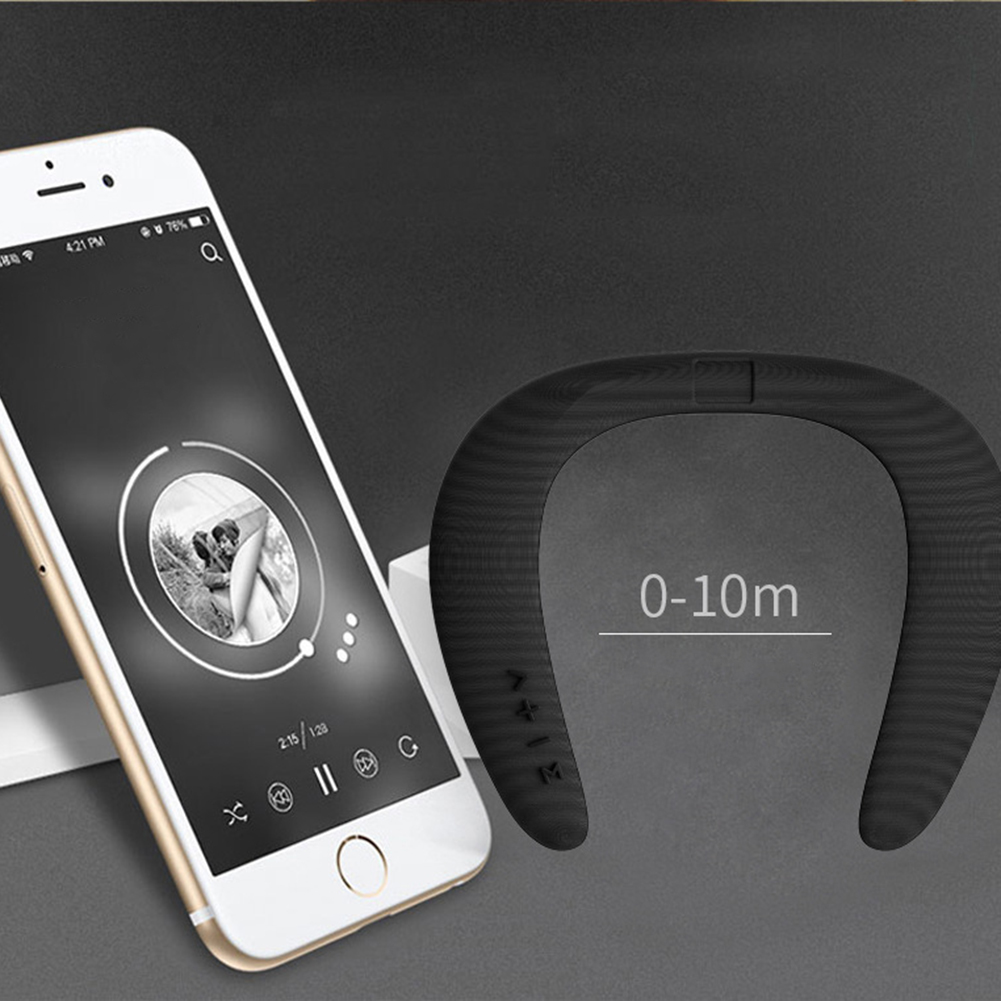 Loa Bluetooth Không Dây Đeo Cổ Hình Chữ U Nhỏ Gọn Tiện Dụng