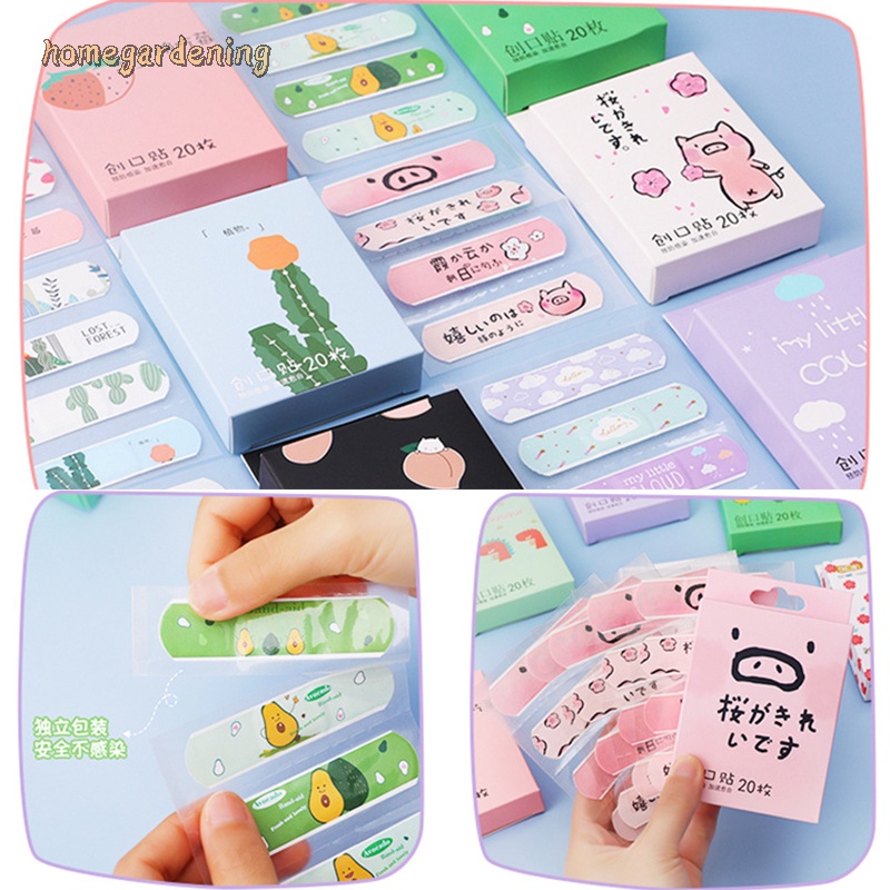 Set 20 băng keo cá nhân họa tiết hoạt hình chống thấm nước thoáng khí cho trẻ em