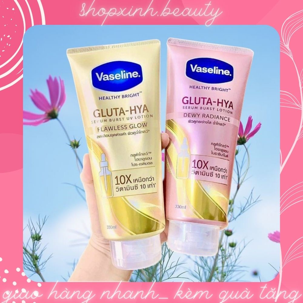 Sữa Dưỡng Thể Trắng Sáng Da, Chống Nắng Vaseline Healthy Bright Gluta HYA Serum 10x 330ml Thái Lan