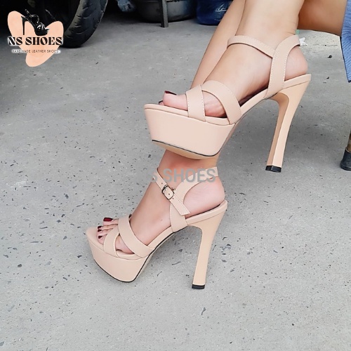 Giày cao gót đế đúp hở mũi quai chữ X dễ đi, rất êm chân 13cm - NS2113