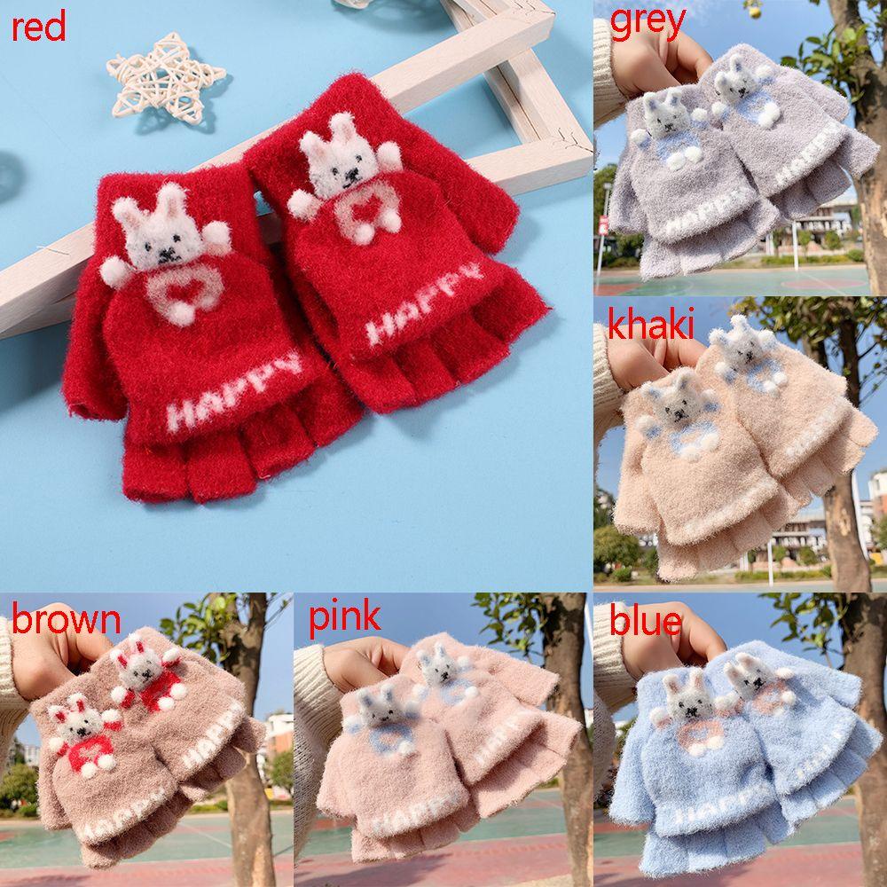 Găng Tay Len Hở Ngón Hình Thỏ Dễ Thương