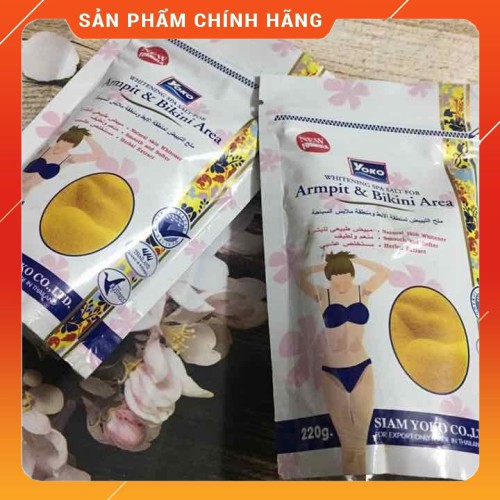 Muối tắm tẩy da chết toàn thân,tẩy thâm trắng da nách bikini Yoko Thái lan 220g