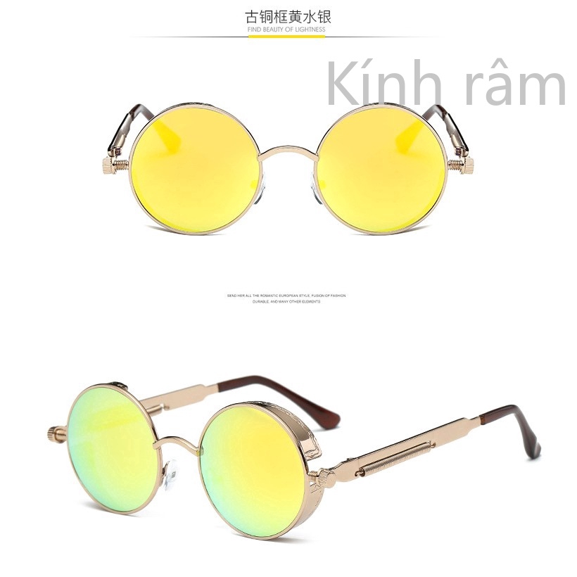 Kính mát tròn gọng kim loại phong cách vintage