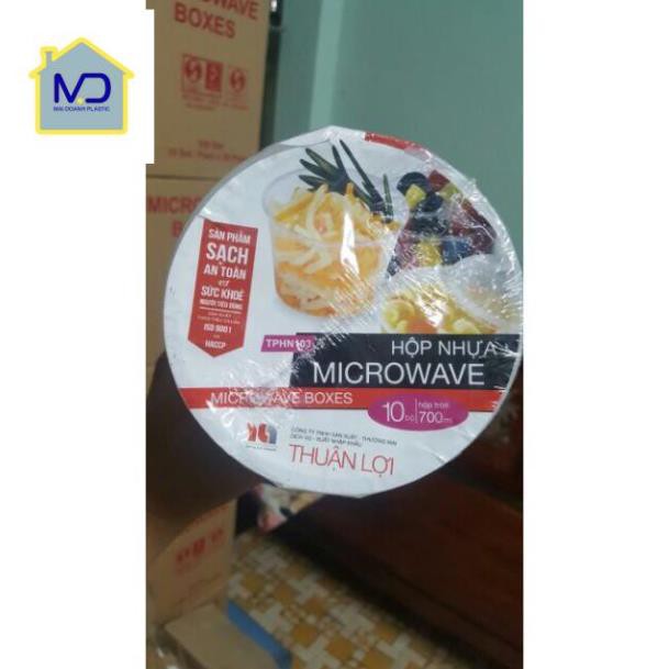 (hot) Hộp nhựa tròn Thuận Lợi 700ml có nắp đậy. Hàng Sài Gòn (chính hãng microwave)
