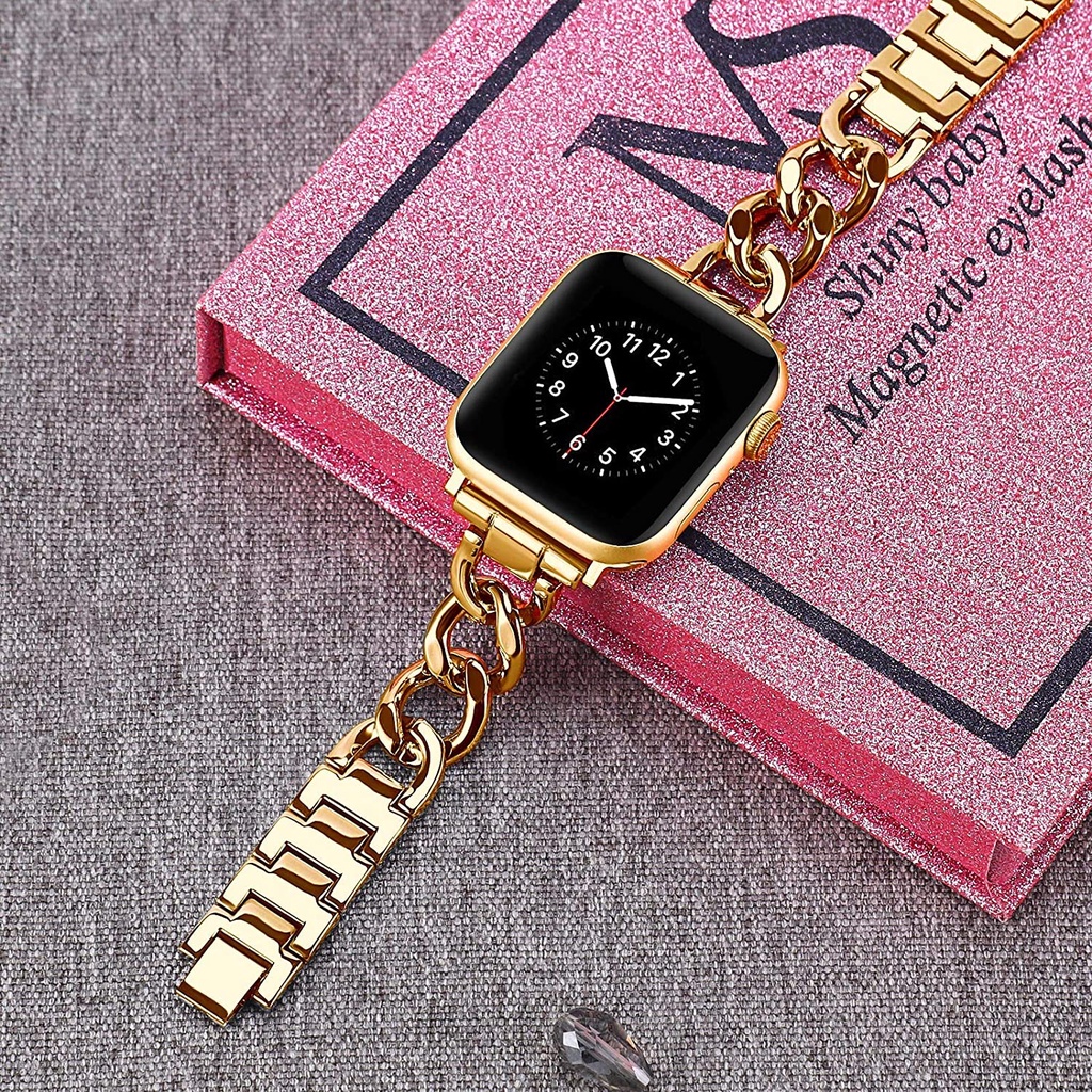 Dây Đeo Inox Dạng Xích 45mm 38mm 40/44mm Cho Đồng Hồ Apple iWatch Series 7 6 SE 5 4 3