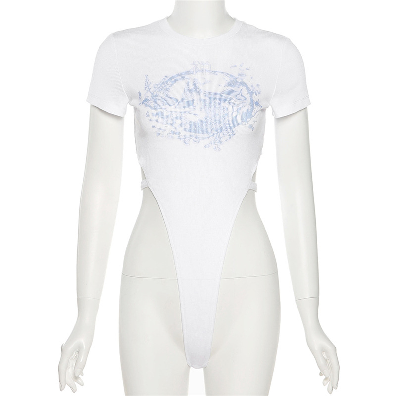 DUNEA Áo liền quần Cổ Tròn In Họa Tiết Xinh Xắn Dành Cho Nữ