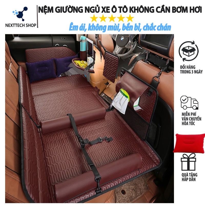 Đệm ngủ ô tô nệm giường ghế sau xe hơi 4 màu chất liệu da cao cấp không mùi không bơm hơi ngủ ngon an toàn thoải mái