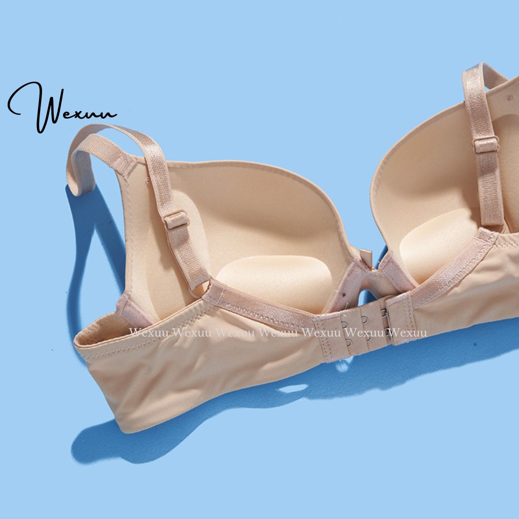 Áo lót nữ đúc su đệm vừa có gọng Wexuu Design đệm kép viền lượn phối nơ ôm và nâng đẩy ngực - AV30