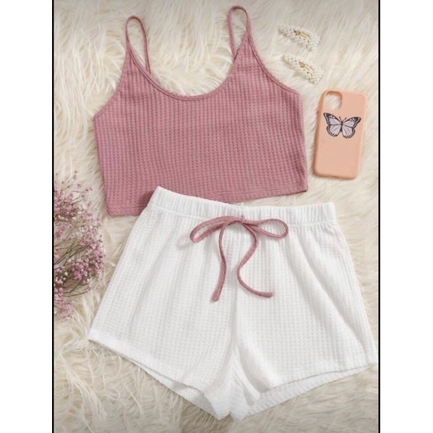 SET BỘ ÁO HAI DÂY+QUẦN THUN CO NHÚN