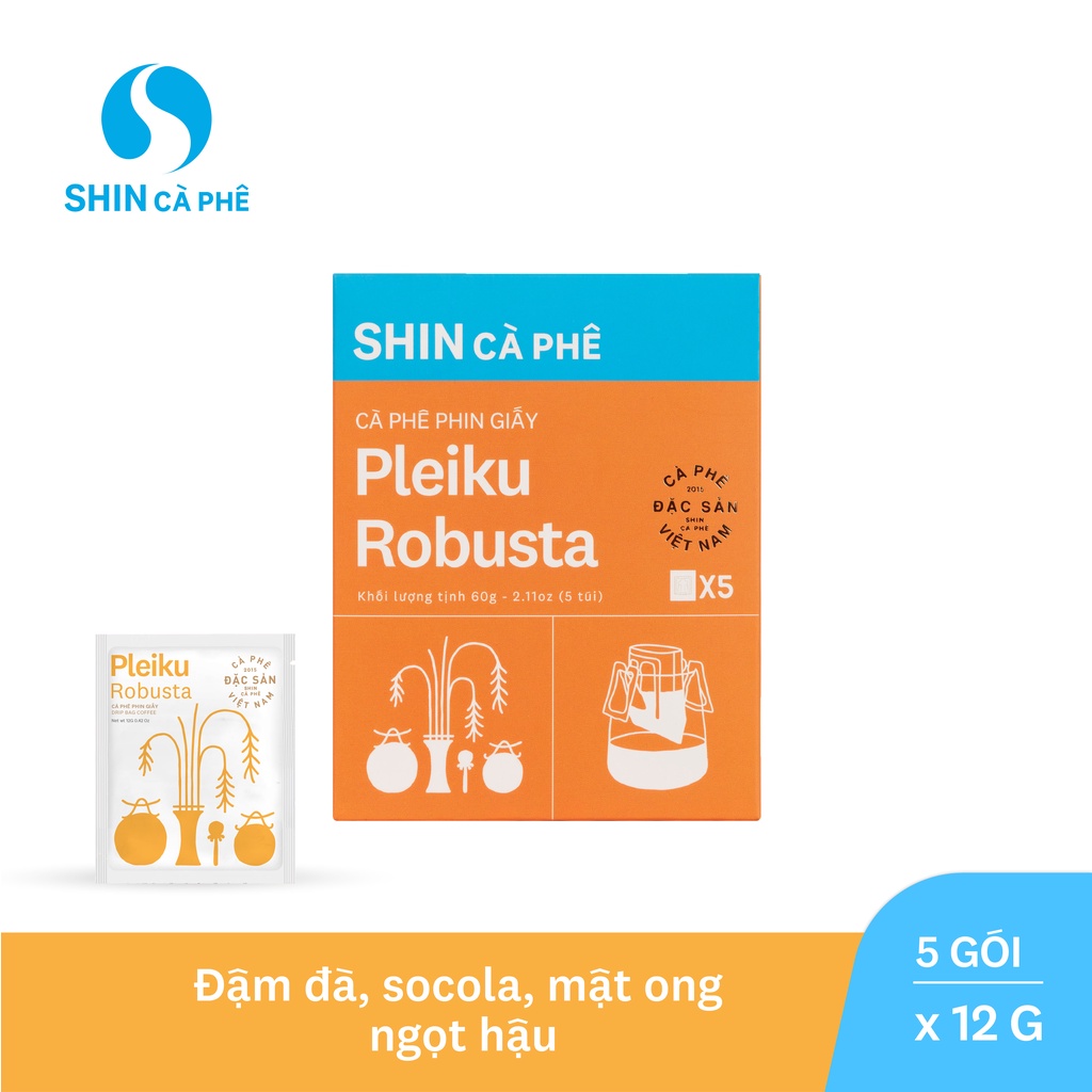 Phin Giấy tiện lợi SHIN Cà Phê - Pleiku Robusta hộp 5 gói
