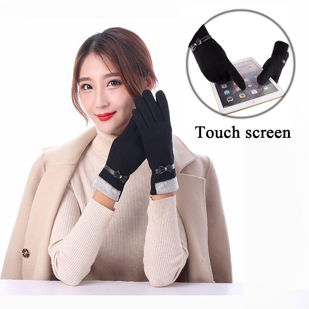 EUTUS Găng Tay Nhung Thời Trang Bốn Nút Có Thể Chạm Màn Hình Cảm Ứng