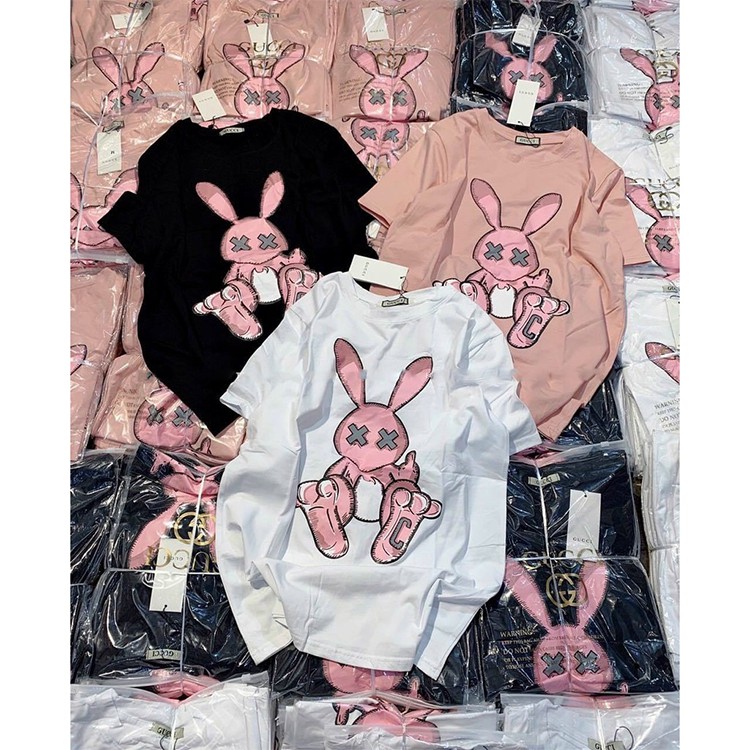 Áo Phông Thun Thỏ Hồng In 3D Chất Cotton Siêu Co Dãn Siêu Thoáng Mát