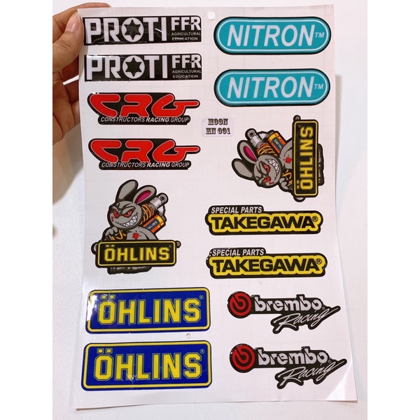 Decal em nổi tổng hợp thỏ cầm phuộc, nitron, Takegawa, Proti, Olin, Brembo, Thỏ điên