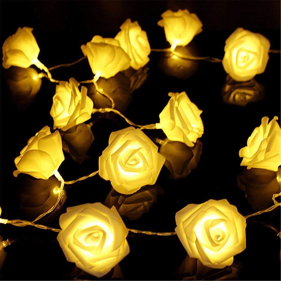 Dây Đèn LED 1.2M / 2.2M Hình Hoa Hồng Sử Dụng Pin Trang Trí Giáng Sinh / Lễ Tình Nhân
