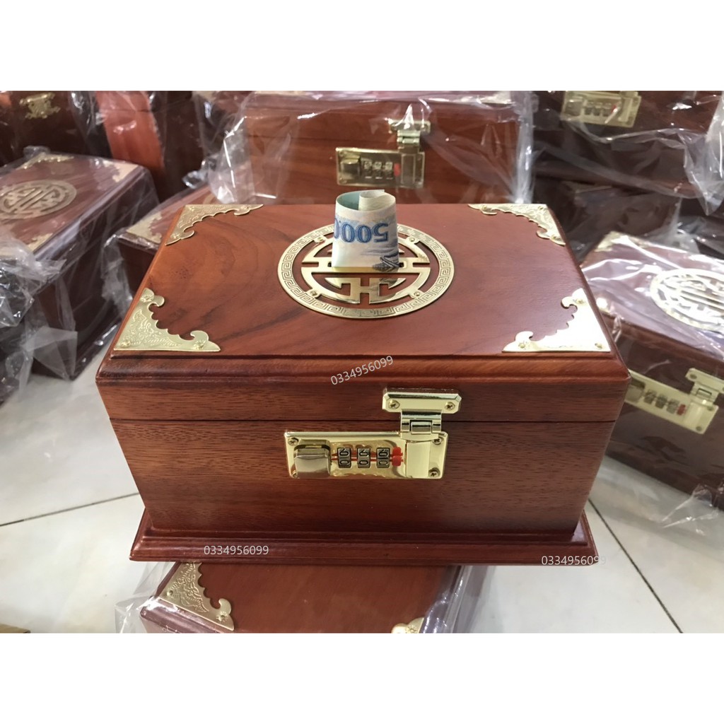 Hộp tiết kiệm cao cấp gỗ Hương có khóa số - An toàn - Tiện lợi