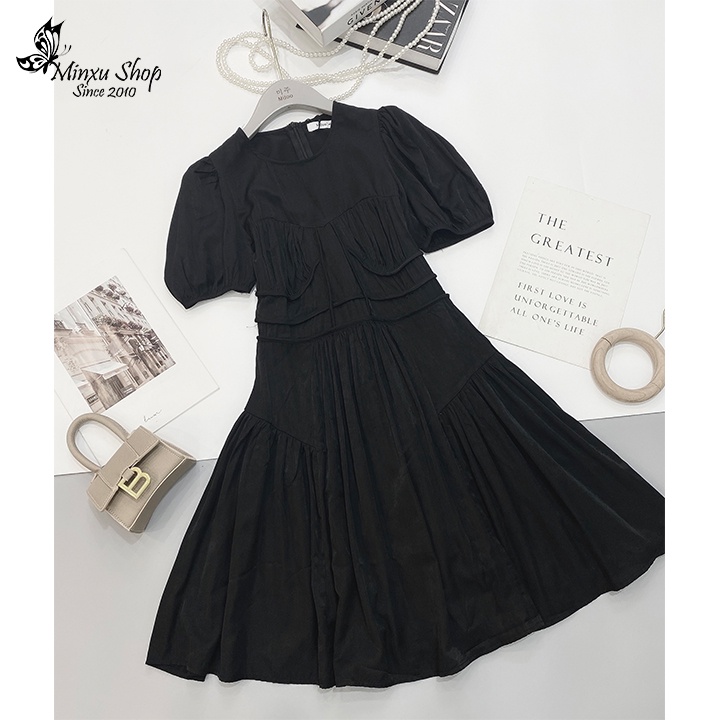 Váy công chúa nữ, đầm vải tơ lụa mát lịm dáng xòe dự tiệc, đi chơi, đi học thanh lịch nhẹ nhàng Minxu Shop VAY06