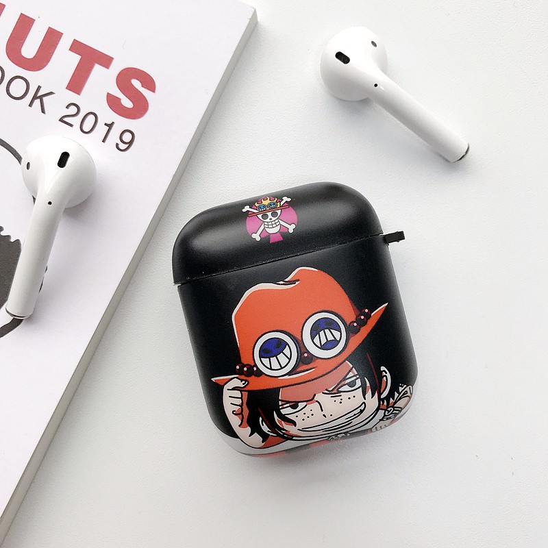 Vỏ Bảo Vệ Hộp Sạc Tai Nghe Airpods 1 / 2 Bằng Tpu Mềm Hình One Piece Luffy Zoro Ace Kèm Móc Treo