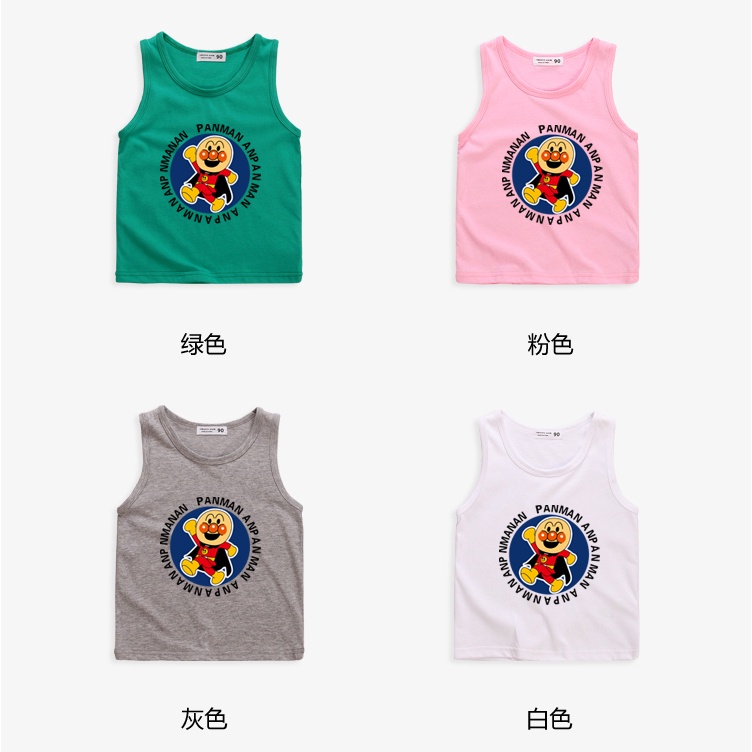 Áo Thun Cotton Sát Nách In Hoạt Hình Anpanman 8 Màu Cho Bé 90-140cm