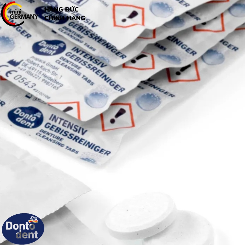 Vỉ viên vệ sinh khay niềng răng trong suốt, Invisalign, hàm giả Dontodent, vỉ 8 viên